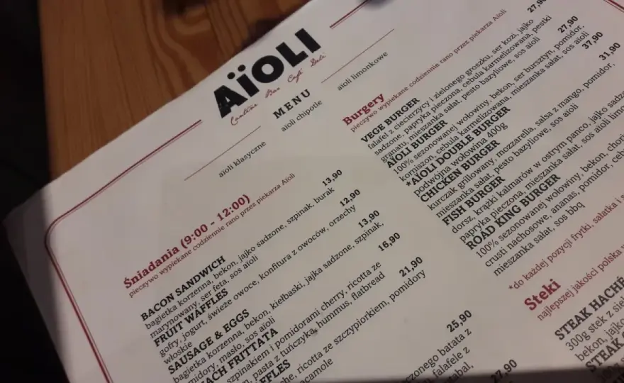 Aioli menu - Co warto zamówić? Ceny i najlepsze dania