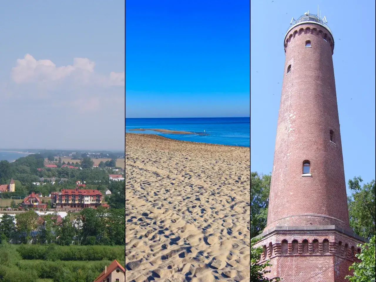 Widok na Mielno i okolice: plaża, morze i charakterystyczna latarnia morska. Odkryj atrakcje Mielna i okolic!